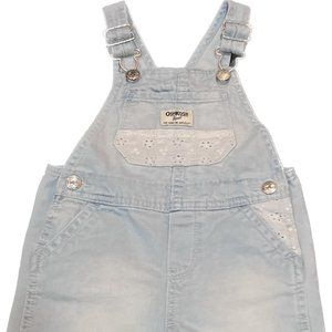 Vintage 90's OshKosh B'Gosh Girls Sz 3T Denim Short Overalls Flowers